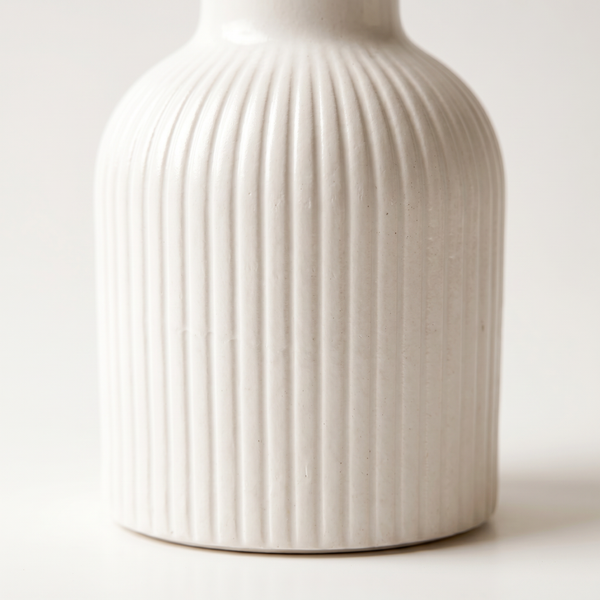 Close-up detail of Ribbed Gypsum Bottle Vase