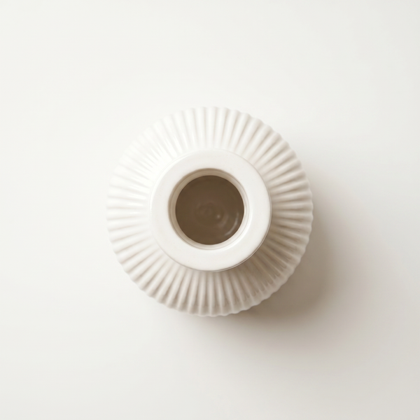 Top view of Ribbed Gypsum Bottle Vase