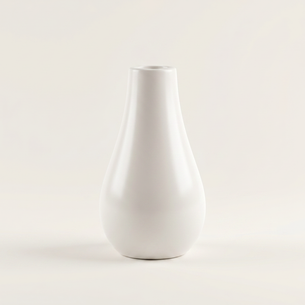 Side view of Hand-Cast Gypsum Milk Bottle Vase