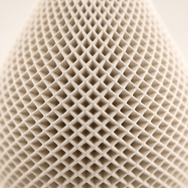Close-up detail of Honeycomb Relief Gypsum Teardrop Vase