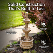 Three-Tier Polyresin Outdoor Fountain