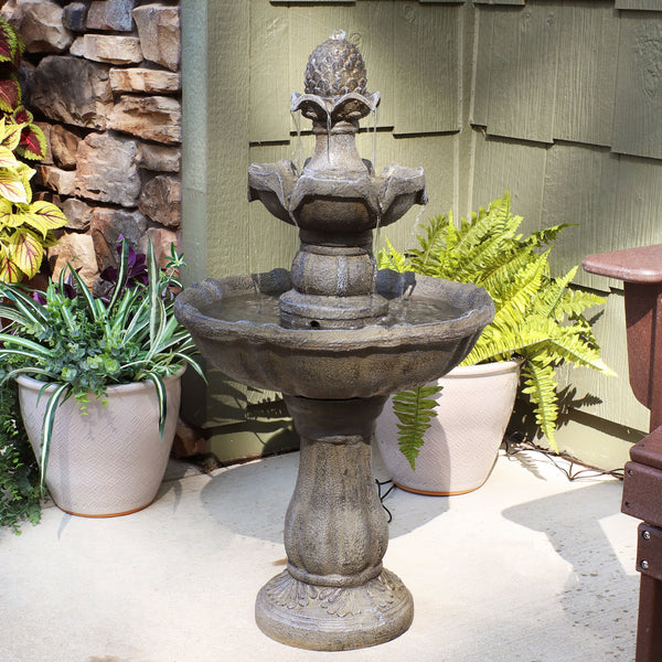 Solar Two-Tier Pineapple Garden Fountain