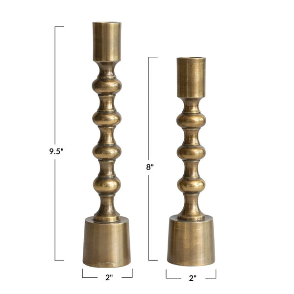 Taper Candle Holders, Antique Gold Finish, Set of 2 — scale reference and proportion detail