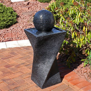 Twisted Pedestal Solar Ball Fountain