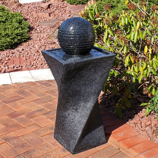 Twisted Pedestal Solar Ball Fountain
