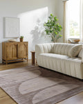 Taupe Geometric Arch Viscose Area Rug