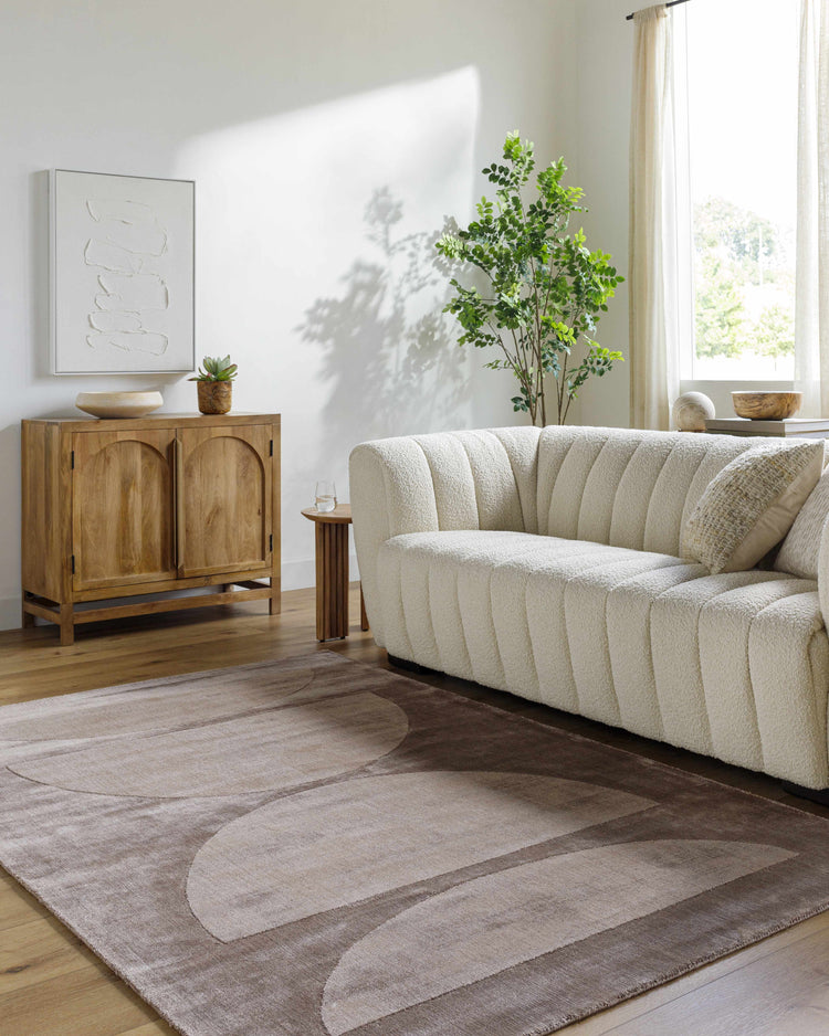 Taupe Geometric Arch Viscose Area Rug