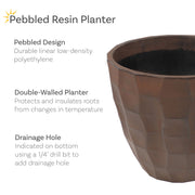 Faceted Resin Round Outdoor Planter