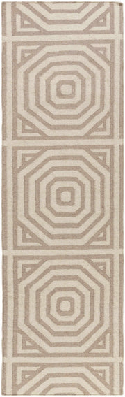 Ivory & Taupe Hand Woven Wool Greek Geometric Rug