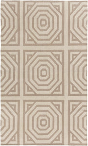 Ivory & Taupe Hand Woven Wool Greek Geometric Rug