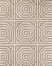 Ivory & Taupe Hand Woven Wool Greek Geometric Rug