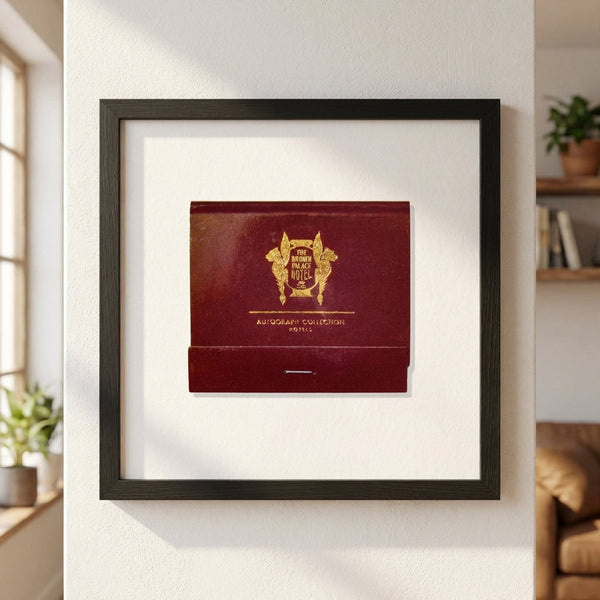 Vintage Matchbook Hotel Framed Print hung in a curated gallery wall arrangement