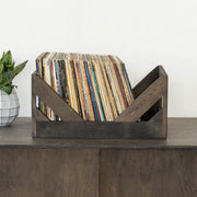 Stained Wood Vinyl Record Crate — scale reference and proportion detail