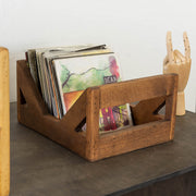 Handcrafted Wood 7-Inch Record Crate — scale reference and proportion detail