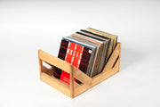 Stained Wood Vinyl Record Crate — back and side profile detail