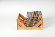 Stained Wood Vinyl Record Crate — packaging and unboxing view