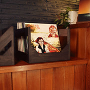 Wood-Grain Vinyl Record Storage Crate — alternate view or variant option