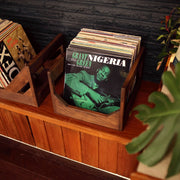 Close-up of material and construction detail — Wood-Grain Vinyl Record Storage Crate