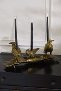 Gold Cast Aluminum Three Ravens Candleholder