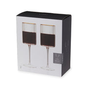 Ribbed Crystal Gold-Rim Wine Glasses