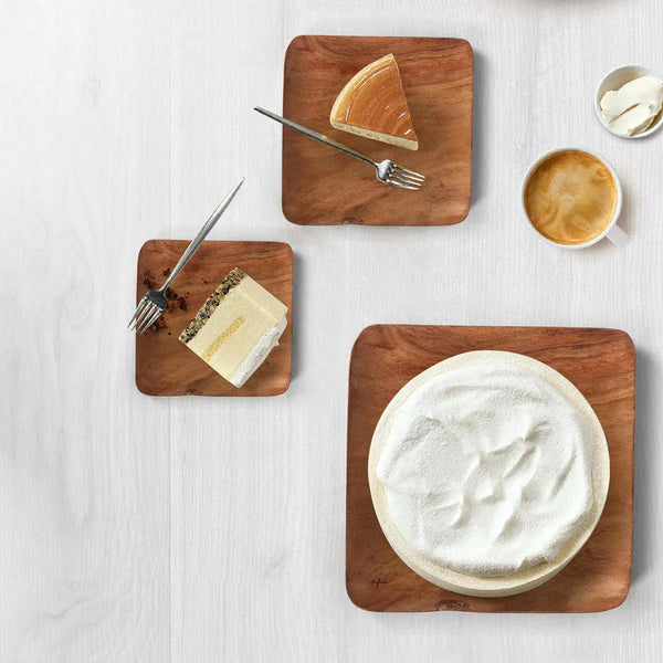 Acacia Wood Square Plate Set