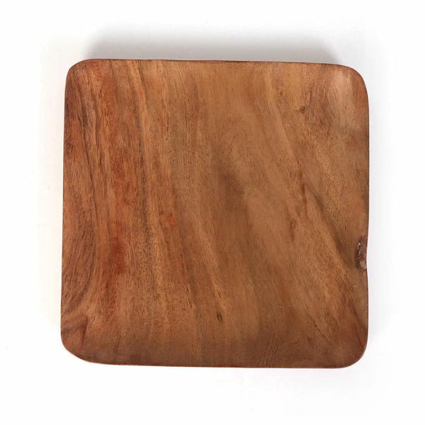 Acacia Wood Square Plate Set