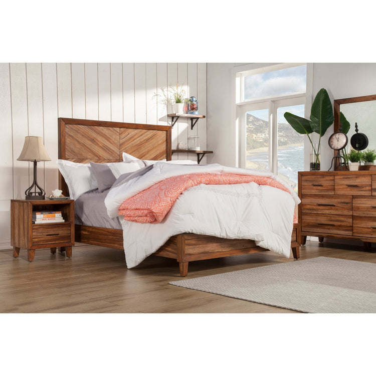 Chevron Wood-Grain Panel Bed