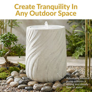 Spiral-Textured Polystone Outdoor Fountain