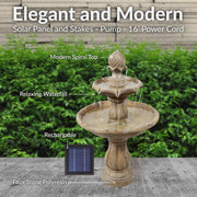 Two-Tier Solar Outdoor Water Fountain