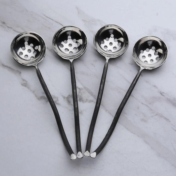 Twig-Handle Stainless Steel Olive Spoons, Set of 4