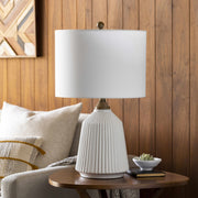 Fluted Ceramic Table Lamp — detail of finish and surface variation