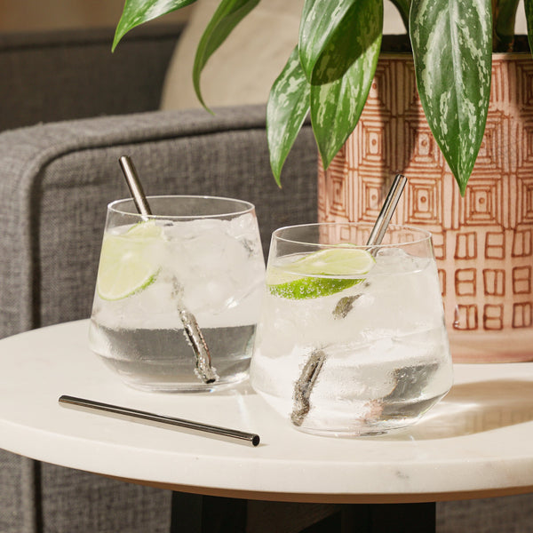 Gunmetal Stainless Steel Cocktail Straws