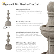 Three-Tier Polyresin Outdoor Fountain