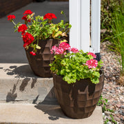 Faceted Resin Round Outdoor Planter