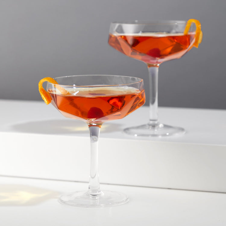 Faceted Crystal Coupe Glass Set