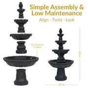 Four-Tier Pineapple Garden Fountain