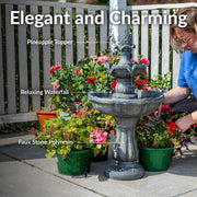 Solar Two-Tier Pineapple Garden Fountain