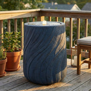 Spiral-Textured Polystone Outdoor Fountain