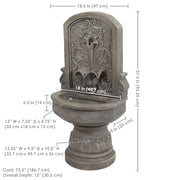 Floral Relief Polyresin Outdoor Wall Fountain