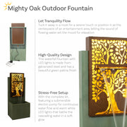 Patina Steel Oak Outdoor Fountain