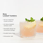 Art Deco Crystal Lowball Tumbler Set