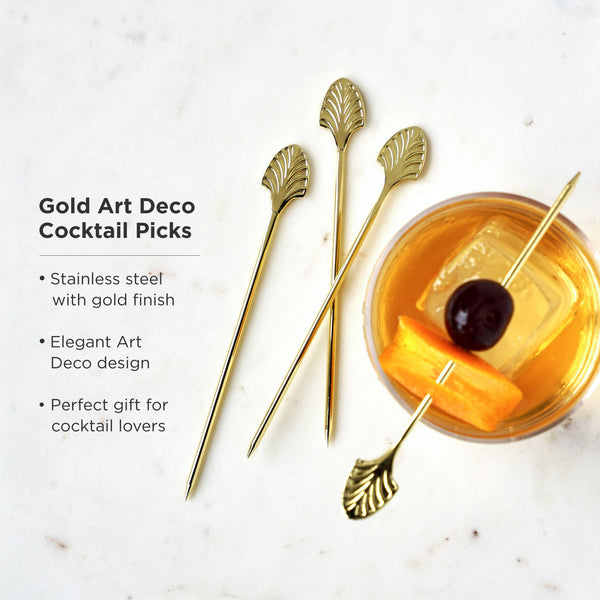 Gold-Plated Art Deco Cocktail Picks