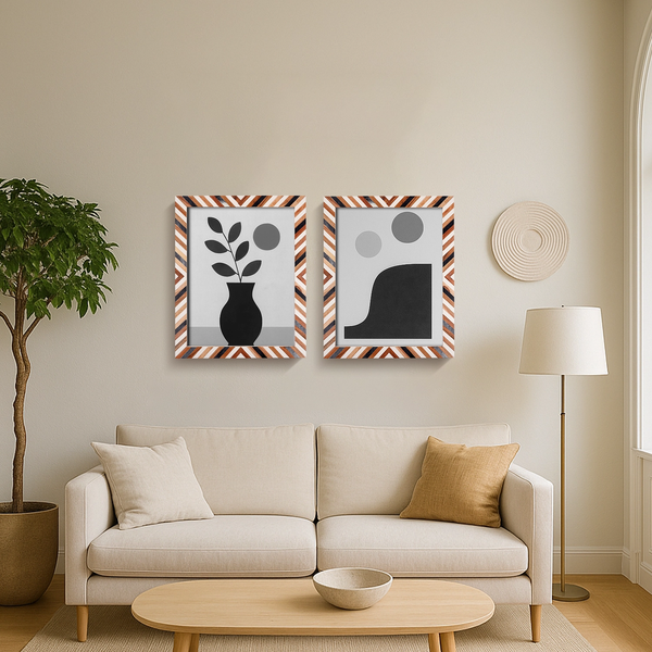 Chevron Resin Inlay Picture Frame Set