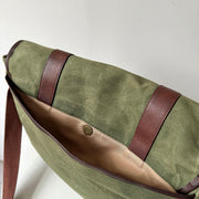 Waxed Canvas Leather-Trim Messenger Bag