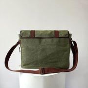 Waxed Canvas Leather-Trim Messenger Bag