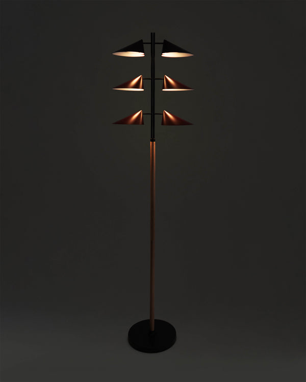 Six-Shade Metal Cone Floor Lamp