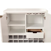 Honeycomb Textured White Bar Cabinet