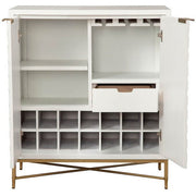 Honeycomb Textured White Bar Cabinet