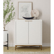 Honeycomb Textured White Bar Cabinet