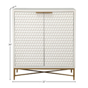 Honeycomb Textured White Bar Cabinet